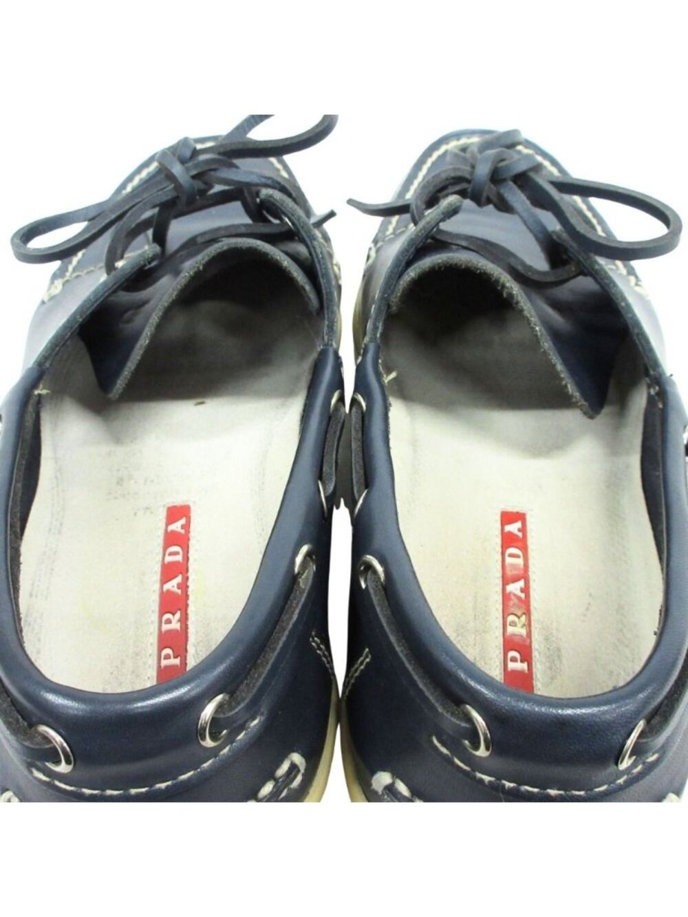Prada Sport Leather Deck Shoes Vintage 6 Navy - Picture 7 of 7